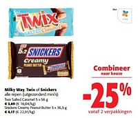 Promoties Milky way, twix of snickers alle repen - Huismerk - Colruyt - Geldig van 05/06/2024 tot 18/06/2024 bij Colruyt