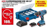 Promoties Bosch accu klopboormachine gsb 18v-21 - Bosch - Geldig van 05/06/2024 tot 16/06/2024 bij Hubo