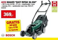 Promoties Bosch accu maaier easy rotak 36-550 - Bosch - Geldig van 05/06/2024 tot 16/06/2024 bij Hubo