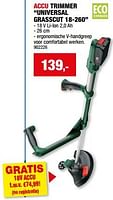 Promoties Bosch accu trimmer universal grasscut 18-260 - Bosch - Geldig van 05/06/2024 tot 16/06/2024 bij Hubo