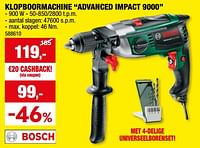 Promoties Bosch klopboormachine advanced impact 9000 - Bosch - Geldig van 05/06/2024 tot 16/06/2024 bij Hubo