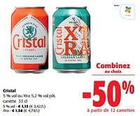 Promotions Cristal 5 % vol ou xtra pils - Cristal - Valide de 05/06/2024 à 18/06/2024 chez Colruyt