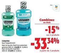Promotions Listerine tout l`assortiment - Listerine - Valide de 05/06/2024 à 18/06/2024 chez Colruyt