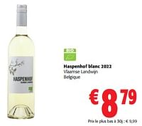 Promotions Haspenhof blanc 2022 vlaamse landwijn belgique - Vins blancs - Valide de 05/06/2024 à 18/06/2024 chez Colruyt