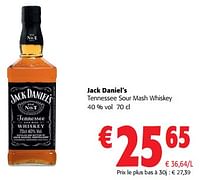 Promotions Jack daniel`s tennessee sour mash whiskey - Jack Daniel's - Valide de 05/06/2024 à 18/06/2024 chez Colruyt