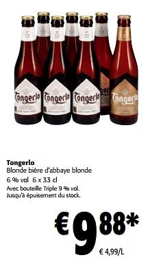 Promotions Tongerlo blonde bière d`abbaye blonde - Tongerlo - Valide de 05/06/2024 à 18/06/2024 chez Colruyt