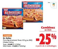 Promotions Dr. oetker pizza big americans texas ou bbq chicken - Dr. Oetker - Valide de 05/06/2024 à 18/06/2024 chez Colruyt