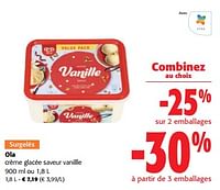 Promotions Ola crème glacée saveur vanillle - Ola - Valide de 05/06/2024 à 18/06/2024 chez Colruyt