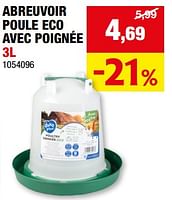 Promotions Abreuvoir poule eco avec poignée - Duvo - Valide de 05/06/2024 à 16/06/2024 chez Hubo