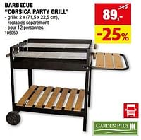 Promotions Barbecue corsica party grill - Garden Plus  - Valide de 05/06/2024 à 16/06/2024 chez Hubo