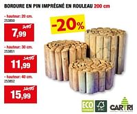 Promotions Bordure en pin imprégné en rouleau - Cartri - Valide de 05/06/2024 à 16/06/2024 chez Hubo