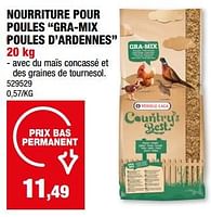 Promotions Nourriture pour poules gra-mix poules d’ardennes - Versele-Laga - Valide de 05/06/2024 à 16/06/2024 chez Hubo