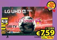 Promotions Lg uhd ai thinq led tv 75ur78006lk - LG - Valide de 12/06/2024 à 19/06/2024 chez ElectroStock
