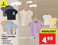 Promotions T-shirts pour bébé - Lupilu - Valide de 12/06/2024 à 18/06/2024 chez Lidl