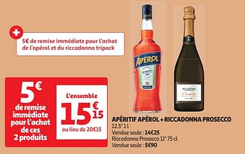 Promotions Apéritif apérol + riccadonna prosecco - Mousseux - Valide de 04/06/2024 à 16/06/2024 chez Auchan Ronq