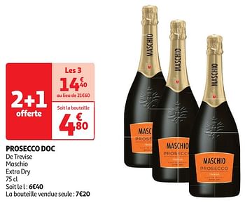 Promotions Prosecco doc de trevise maschio extra dry - Mousseux - Valide de 04/06/2024 à 16/06/2024 chez Auchan Ronq