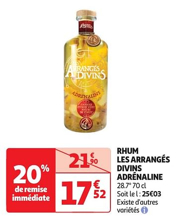 Promotions Rhum les arrangés divins adrénaline - Les Arrangés Divins - Valide de 04/06/2024 à 16/06/2024 chez Auchan Ronq