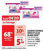 Promotions Lessive capsule rose et lilas blanc omo - Omo - Valide de 04/06/2024 à 16/06/2024 chez Auchan Ronq