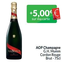 Promotions Aop champagne g.h. mumm cordon rouge brut - Champagne - Valide de 01/06/2024 à 30/06/2024 chez Intermarche