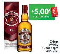 Promotions Chivas whisky 12 ans d’âges - Chivas Regal - Valide de 01/06/2024 à 30/06/2024 chez Intermarche