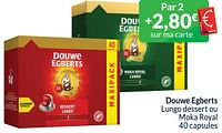Promotions Douwe egberts lungo dessert ou moka royal - Douwe Egberts - Valide de 01/06/2024 à 30/06/2024 chez Intermarche
