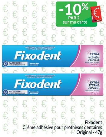 Promotions Fixodent crème adhésive pour prothèses dentaires original - Fixodent - Valide de 01/06/2024 à 30/06/2024 chez Intermarche