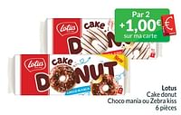 Promotions Lotus cake donut choco mania ou zebra kiss - Lotus Bakeries - Valide de 01/06/2024 à 30/06/2024 chez Intermarche