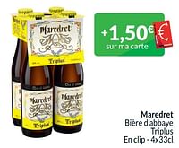 Promotions Maredret bière d’abbaye triplus - Maredret - Valide de 01/06/2024 à 30/06/2024 chez Intermarche