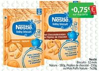 Promotions Nestlé biscuits - 12 mois nature, pépites de chocolat ou maïs puffs nature - Nestlé - Valide de 01/06/2024 à 30/06/2024 chez Intermarche