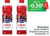Promotions Ocean spray jus de cranberry original ou sans sucre - Ocean Spray - Valide de 01/06/2024 à 30/06/2024 chez Intermarche