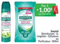 Promotions Sanytol désinfectant, lingettes ou purificateur - Sanytol - Valide de 01/06/2024 à 30/06/2024 chez Intermarche