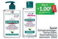 Promotions Sanytol gel hydroalcoolique, savon hydratant ou nourrissant - Sanytol - Valide de 01/06/2024 à 30/06/2024 chez Intermarche