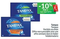 Promotions Tampax tampon - Tampax - Valide de 01/06/2024 à 30/06/2024 chez Intermarche