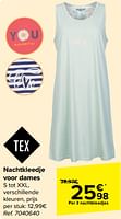 Promoties Nachtkleedje voor dames - Tex - Geldig van 05/06/2024 tot 17/06/2024 bij Carrefour