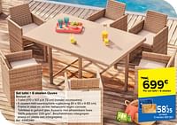 Promoties Set tafel + 6 stoelen ouvea - Huismerk - Carrefour  - Geldig van 05/06/2024 tot 17/06/2024 bij Carrefour