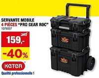 Promotions Servante mobile 4 pièces pro gear roc - Keter - Valide de 05/06/2024 à 16/06/2024 chez Hubo