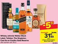 Promoties Whisky johnnie walker black label - Johnnie Walker - Geldig van 05/06/2024 tot 17/06/2024 bij Carrefour
