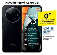 Promoties Xiaomi redmi a3 64 gb - Xiaomi - Geldig van 05/06/2024 tot 17/06/2024 bij Carrefour