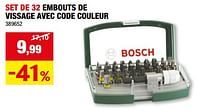 Promotions Set de 32 embouts de vissage avec code couleur - Bosch - Valide de 05/06/2024 à 16/06/2024 chez Hubo