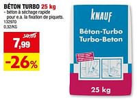 Promotions Béton turbo - Knauf - Valide de 05/06/2024 à 16/06/2024 chez Hubo
