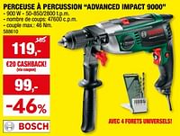 Promotions Bosch perceuse à percussion advanced impact 9000 - Bosch - Valide de 05/06/2024 à 16/06/2024 chez Hubo