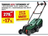 Promotions Bosch tondeuse accu citymower 18 - Bosch - Valide de 05/06/2024 à 16/06/2024 chez Hubo