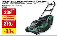 Promotions Bosch tondeuse électrique advanced rotak 690 - Bosch - Valide de 05/06/2024 à 16/06/2024 chez Hubo