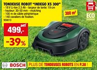 Promotions Bosch tondeuse robot indego xs 300 - Bosch - Valide de 05/06/2024 à 16/06/2024 chez Hubo