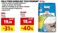 Promotions Colle pour carrelage flex premium - Knauf - Valide de 05/06/2024 à 16/06/2024 chez Hubo