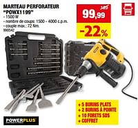 Promotions Powerplus marteau perforateur powx1199 - Powerplus - Valide de 05/06/2024 à 16/06/2024 chez Hubo
