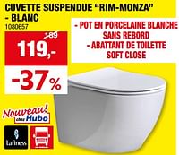 Promotions Cuvette suspendue rim-monza - blanc - Lafiness - Valide de 05/06/2024 à 16/06/2024 chez Hubo