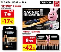 Promotions Pile alcaline aa ou aaa optimum - Duracell - Valide de 05/06/2024 à 16/06/2024 chez Hubo