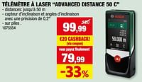 Promotions Bosch télémètre à laser advanced distance 50 c - Bosch - Valide de 05/06/2024 à 16/06/2024 chez Hubo