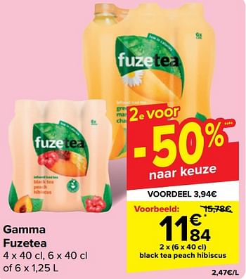 Promoties Black tea peach hibiscus - FuzeTea - Geldig van 05/06/2024 tot 17/06/2024 bij Carrefour